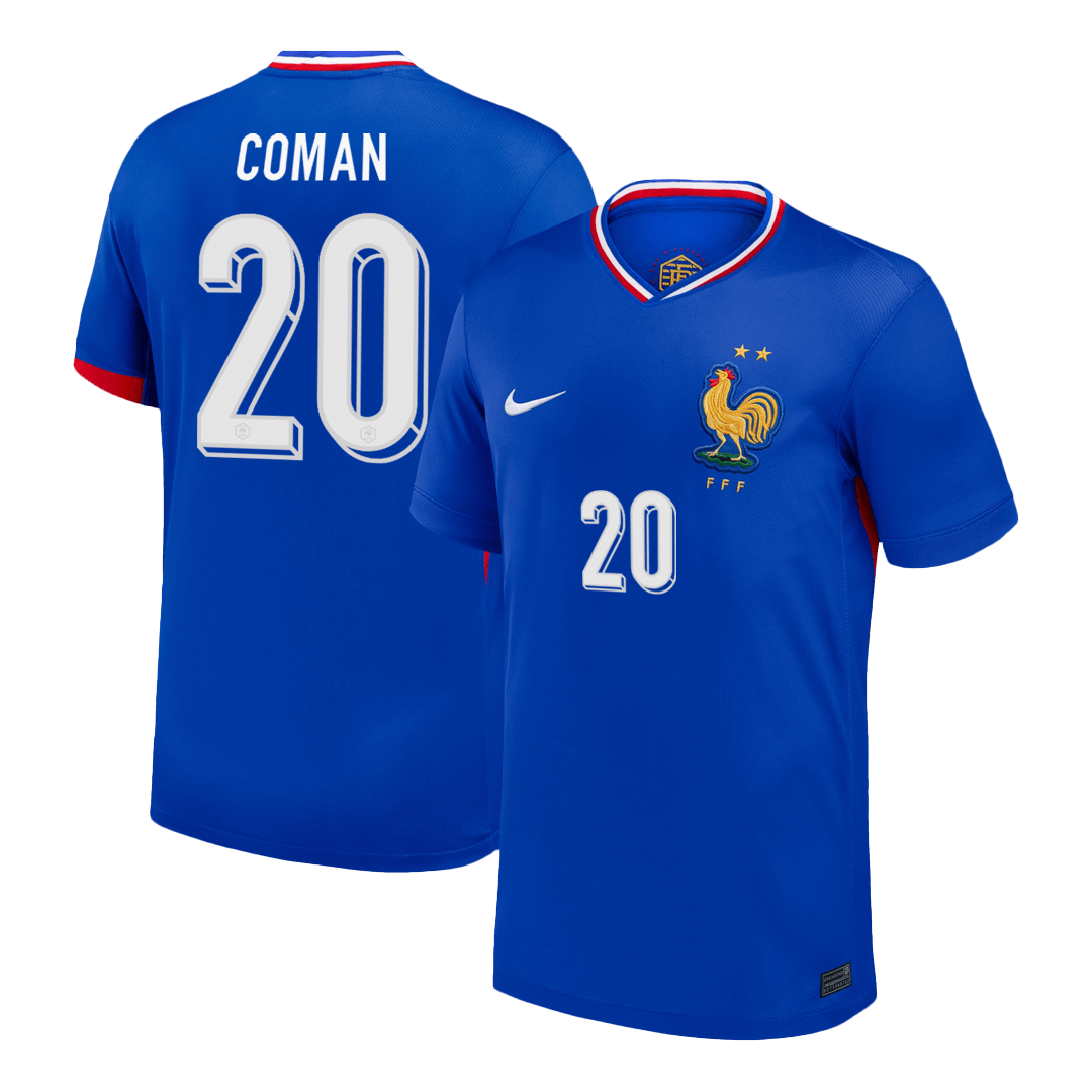 Frankrike Tröja COMAN #20 Euro 2024 Hemma Blå