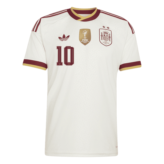 Spanien Tröja OLMO #10 2026 Borta Vit (2 Stjärnor)-1
