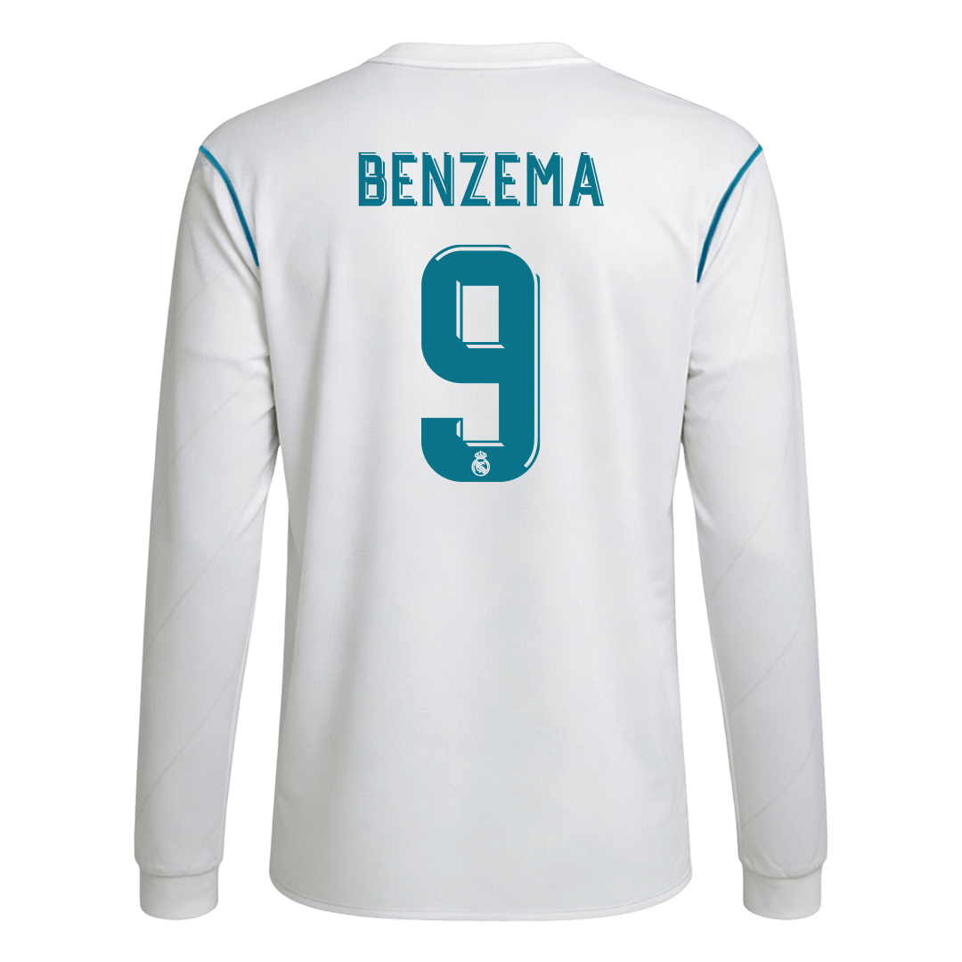 BENZEMA #9 Real Madrid Hemmatröja 2017/18 Retro Tröja
 Vit