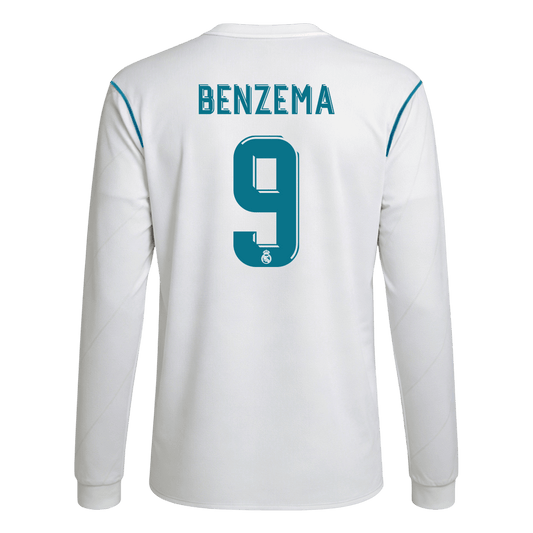 BENZEMA #9 Real Madrid Hemmatröja 2017/18 Retro Tröja
 Vit