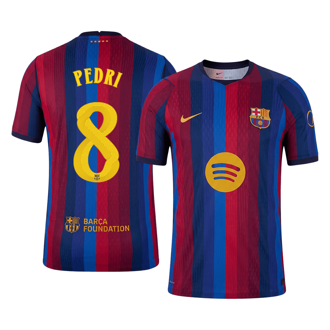 Barcelona Tröja PEDRI #8 2026/27 Hemma Autentisk Röd & Blå - UCL