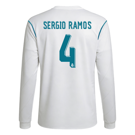 SERGIO RAMOS #4 Real Madrid Hemmatröja 2017/18 Retro Tröja
 Vit