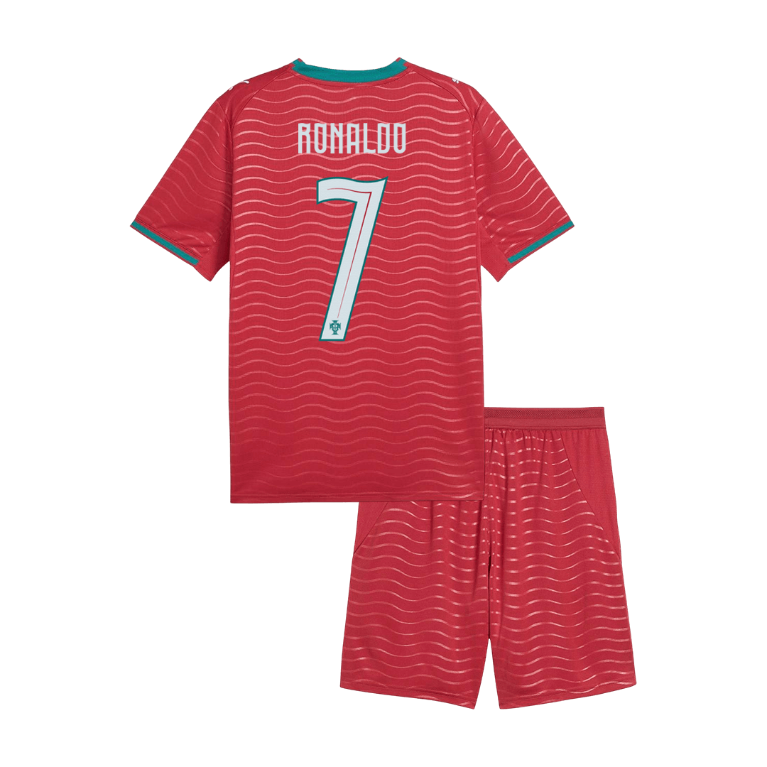 Portugal Tröja RONALDO #7 2026 Hemma Röd Barn Premium