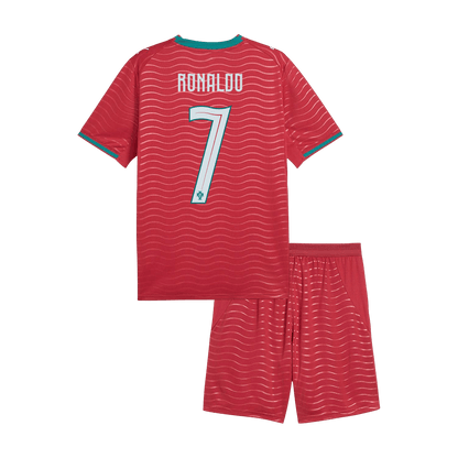 Portugal Tröja RONALDO #7 2026 Hemma Röd Barn Premium