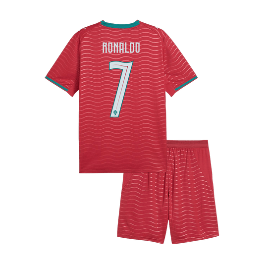 Portugal Tröja RONALDO #7 2026 Hemma Röd Barn Premium