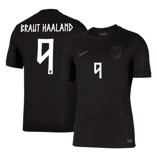 Norge Tröja BRAUT HAALAND #9 2026 Borta Autentisk Svart