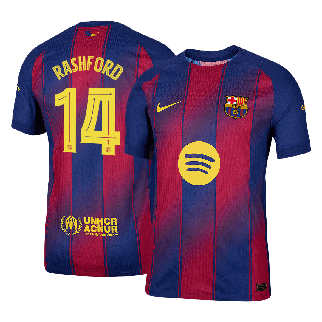 Barcelona Tröja RASHFORD #14 2025/26 Hemma Röd & Blå - UCL