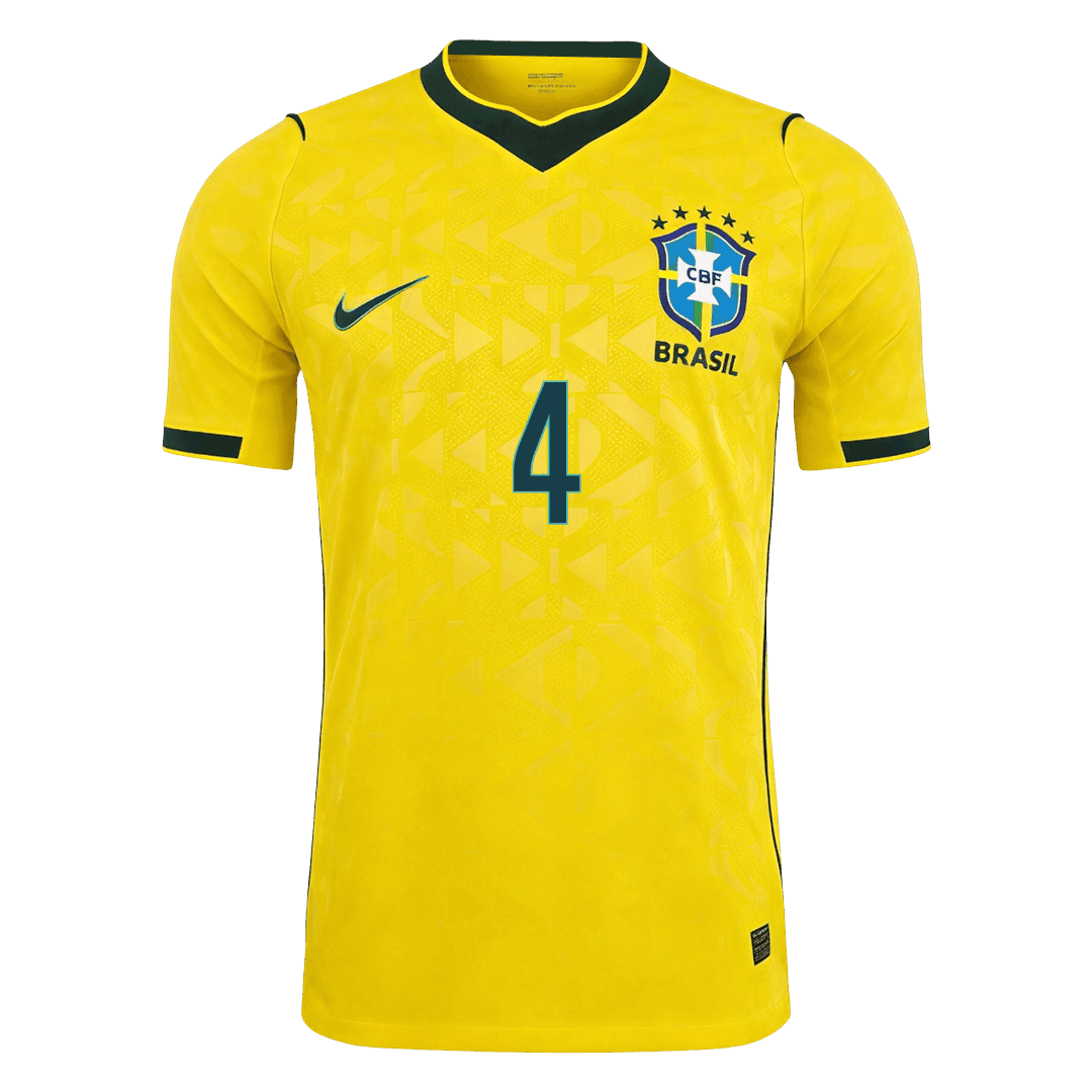 Brasilien Tröja MARQUINHOS #4 2026 Hemma Autentisk Gul-2