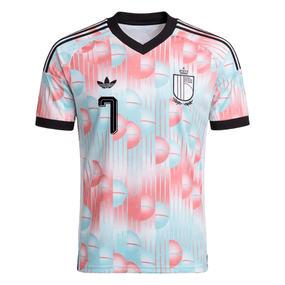 Belgien Tröja DE BRUYNE #7 2026 Borta Blue&Pink-8