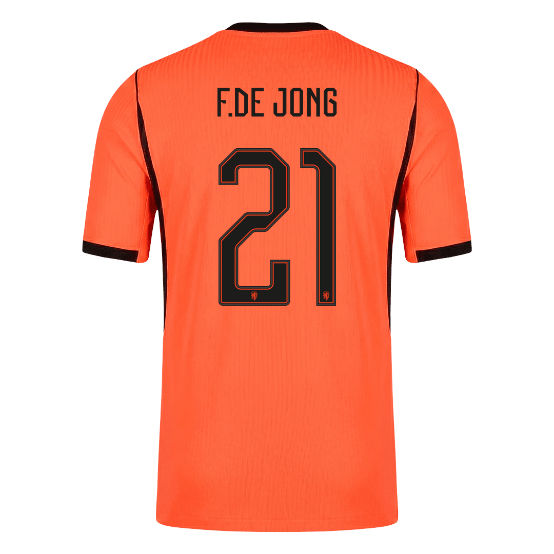 Nederländerna Tröja F.DE JONG #21 2026 Hemma Autentisk Orange-10