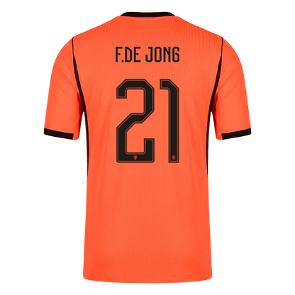 Nederländerna Tröja F.DE JONG #21 2026 Hemma Autentisk Orange-10
