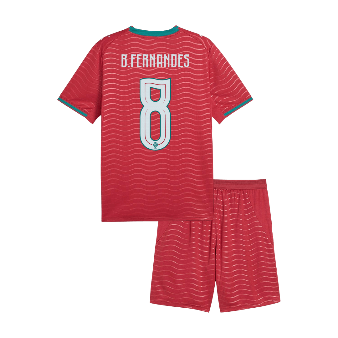Portugal Tröja B. FERNANDES #8 2026 Hemma Röd Barn Premium
