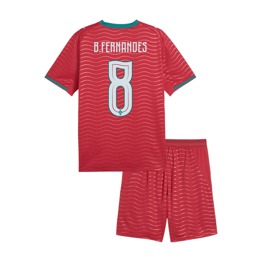 Portugal Tröja B. FERNANDES #8 2026 Hemma Röd Barn Premium