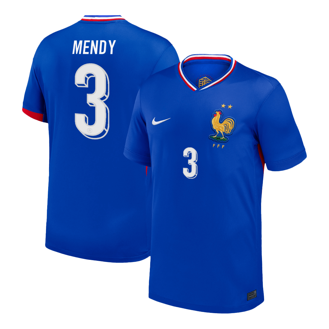 Frankrike Tröja MENDY #3 Euro 2024 Hemma Blå