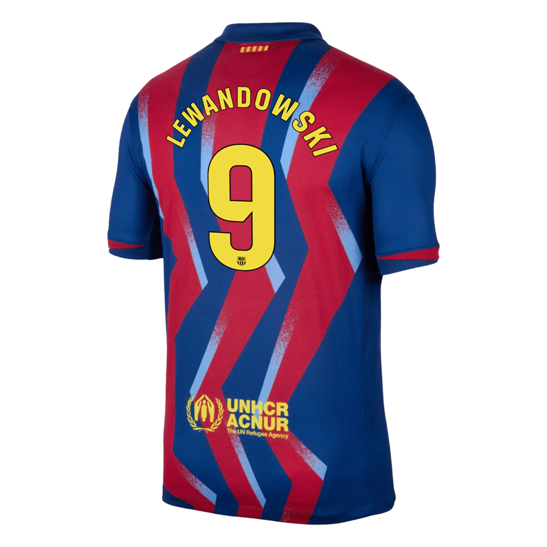 Barcelona Tröja LEWANDOWSKI #9 2025/26 Fourth Away Röd & Blå-2