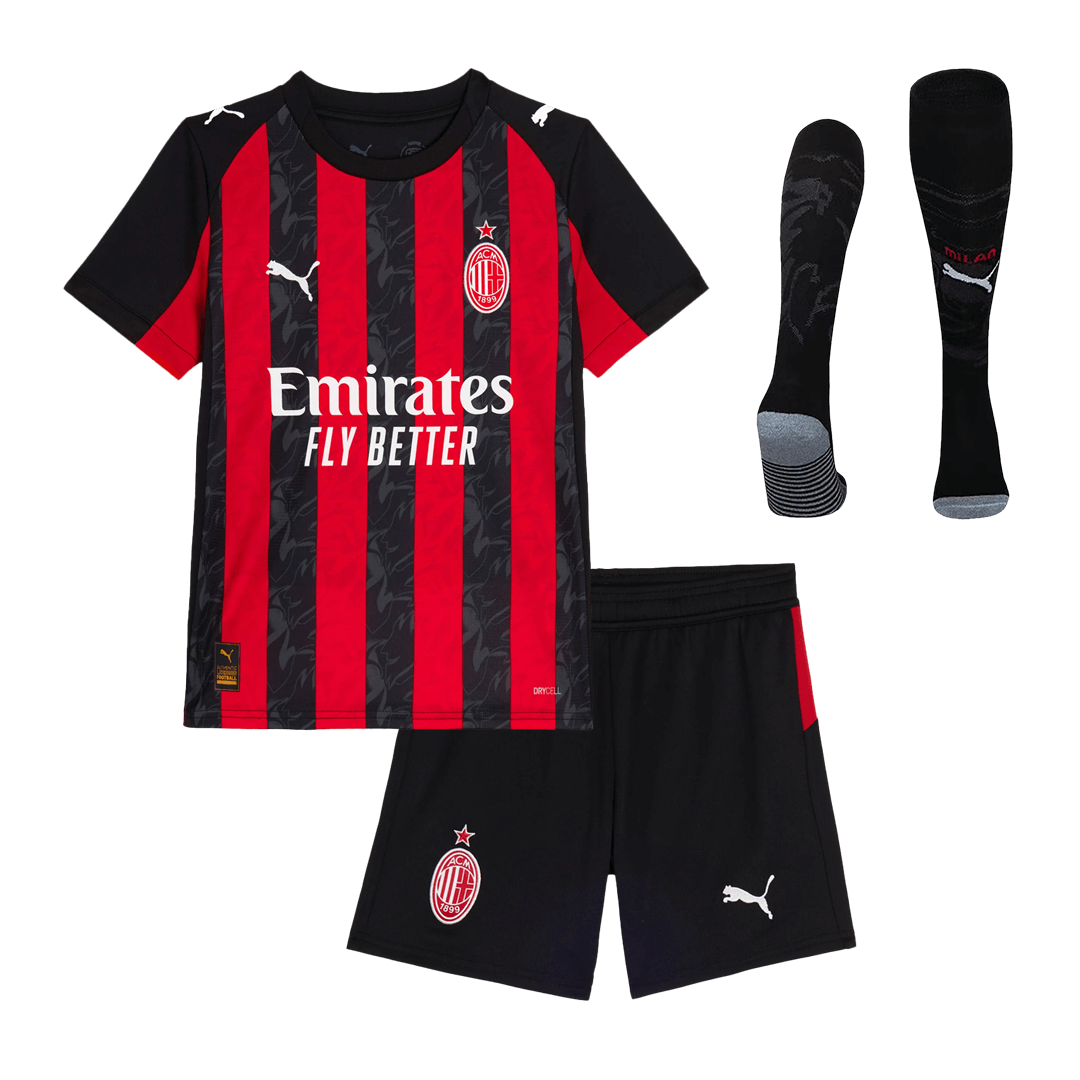AC Milan Tröja 2025/26 Hemmaställ Röd & Svart Barn