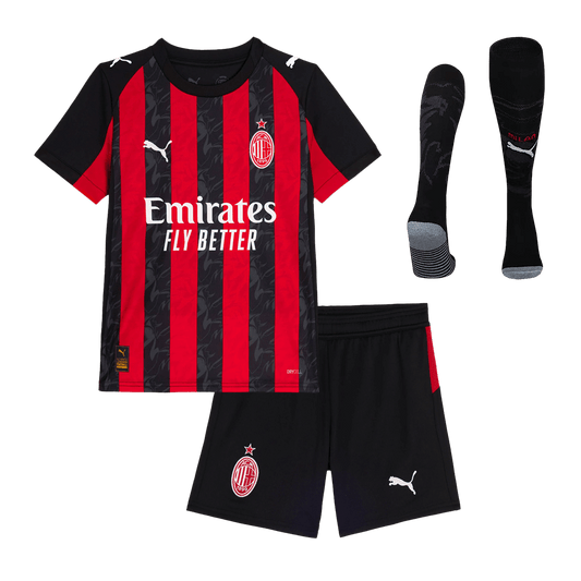 AC Milan Tröja 2025/26 Hemmaställ Röd & Svart Barn