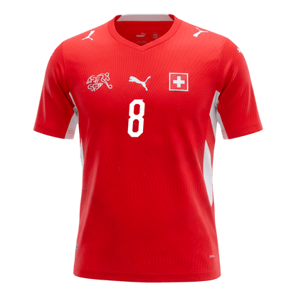 Schweiz Tröja REULER #8 2026 Hemma Röd-9