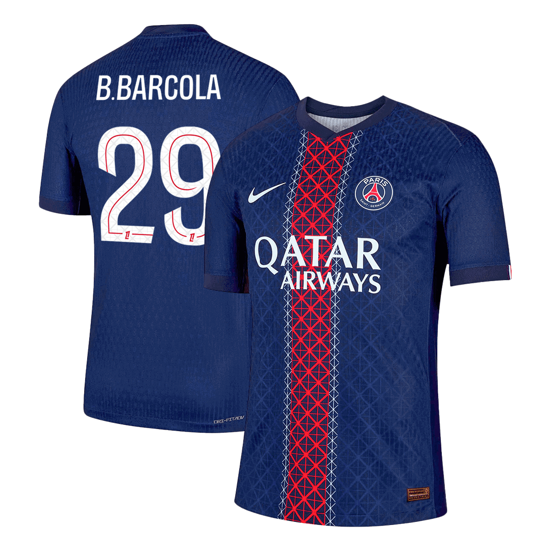 PSG Tröja B.BARCOLA #29 2025/26 Hemma Mörkblå