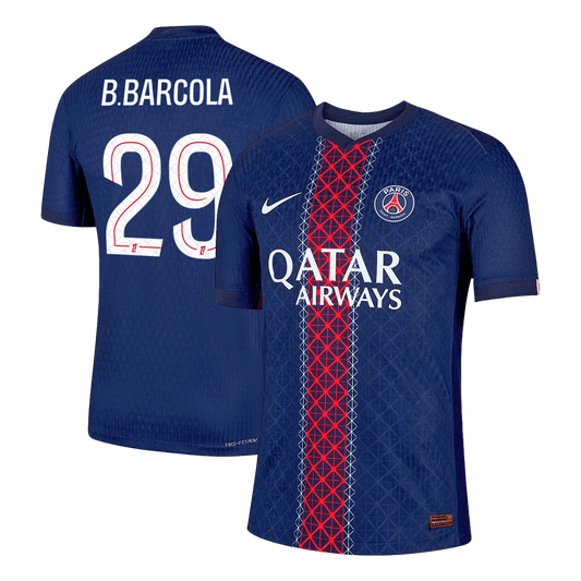 PSG Tröja B.BARCOLA #29 2025/26 Hemma Mörkblå