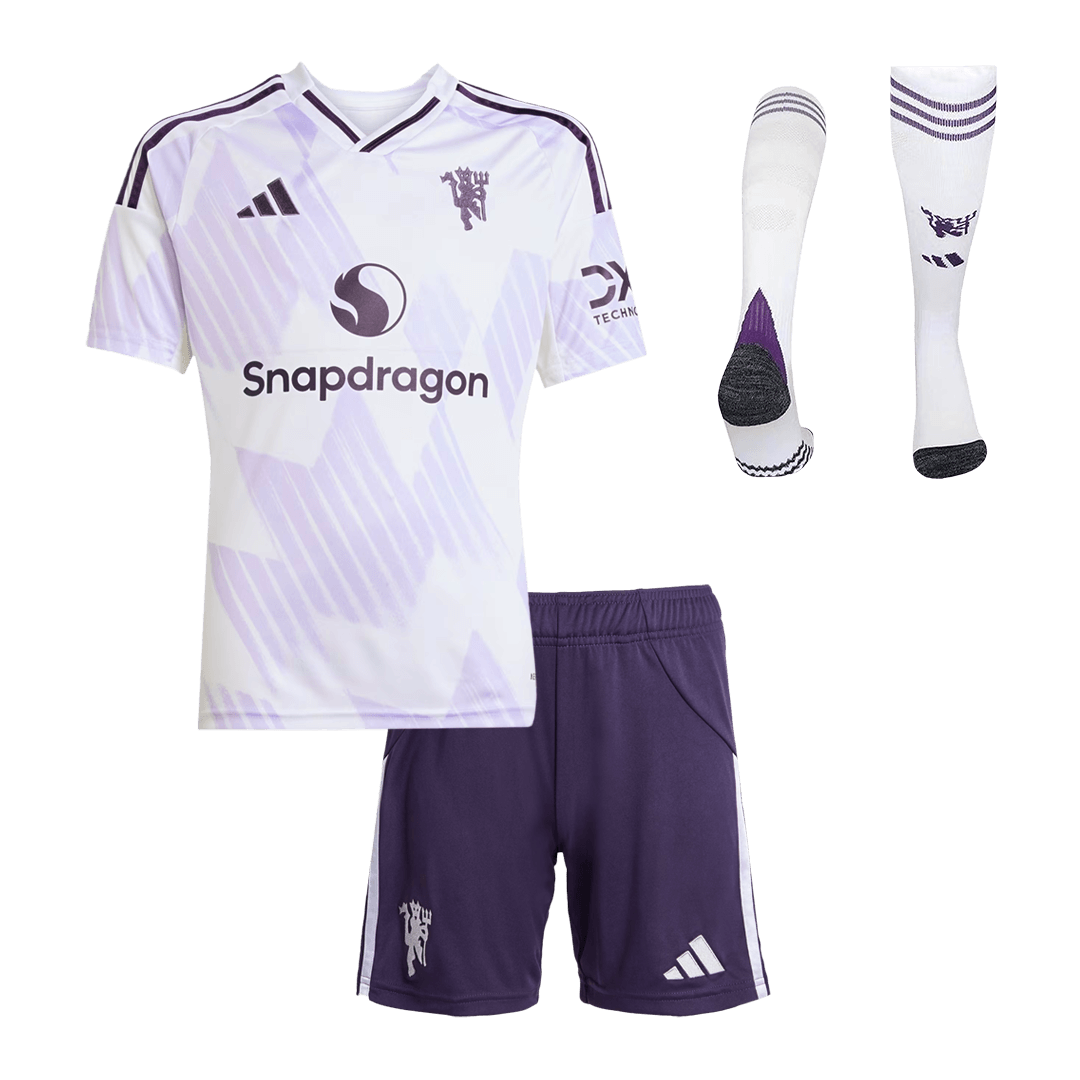 Manchester United Tröja 2025/26 Bortaställ Vit Barn