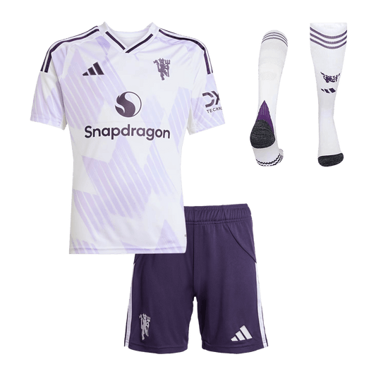 Manchester United Tröja 2025/26 Bortaställ Vit Barn