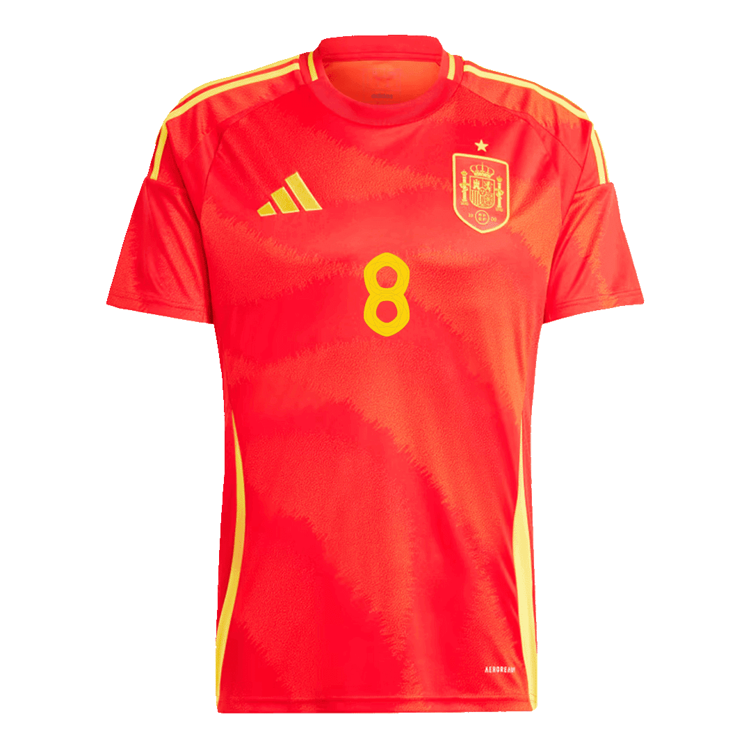 Spanien Tröja FABIÁN #8 Euro 2024 Hemma Röd-3