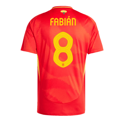Spanien Tröja FABIÁN #8 Euro 2024 Hemma Röd-2