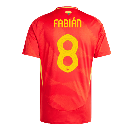Spanien Tröja FABIÁN #8 Euro 2024 Hemma Röd-1