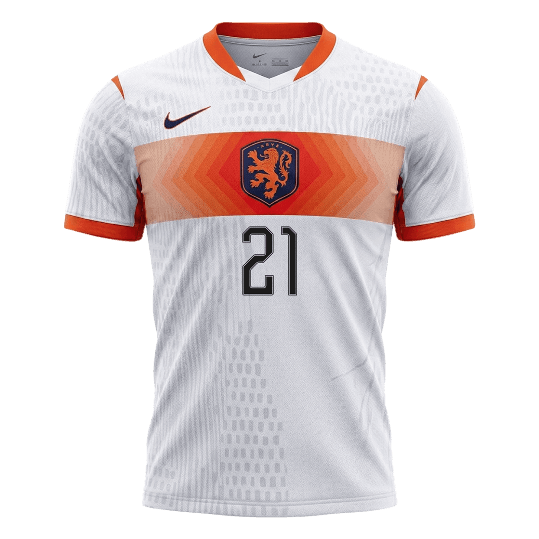 Nederländerna Tröja F.DE JONG #21 2026 Borta Autentisk Vit-7