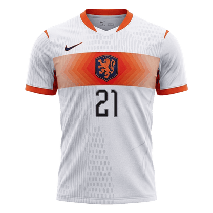 Nederländerna Tröja F.DE JONG #21 2026 Borta Autentisk Vit-7