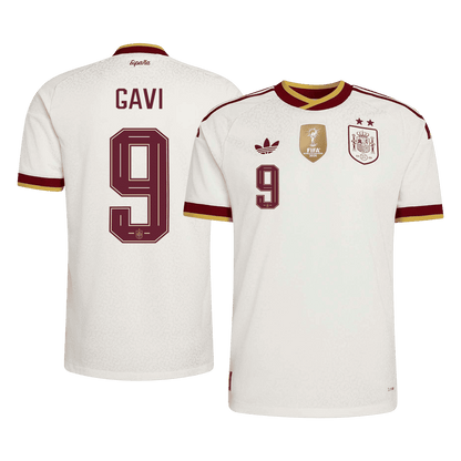 Spanien Tröja GAVI #9 2026 Borta Autentisk Vit (2 Stjärnor)