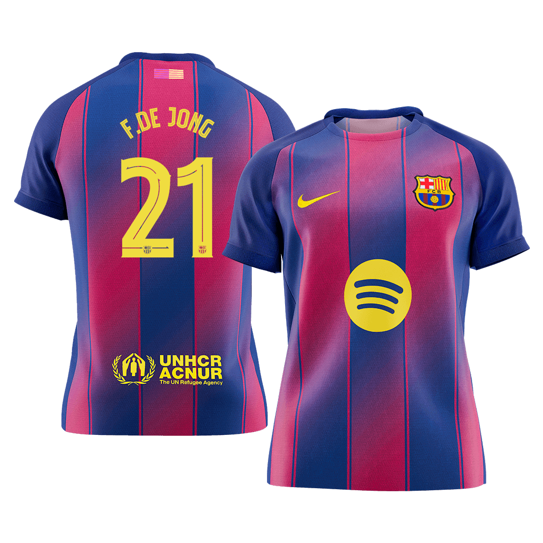 F.DE JONG #21 Barcelona Tröja 2025/26 Hemma Premium Röd & Blå - UCL