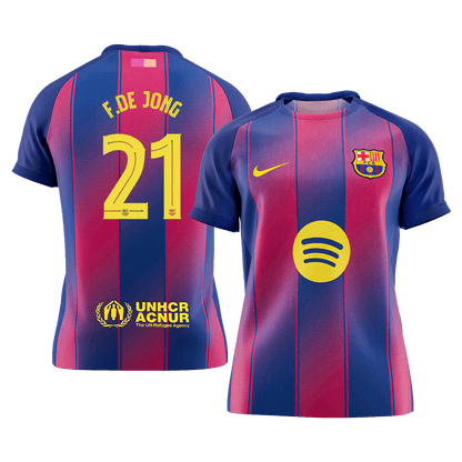 F.DE JONG #21 Barcelona Tröja 2025/26 Hemma Premium Röd & Blå - UCL