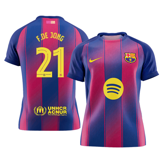 F.DE JONG #21 Barcelona Tröja 2025/26 Hemma Premium Röd & Blå - UCL