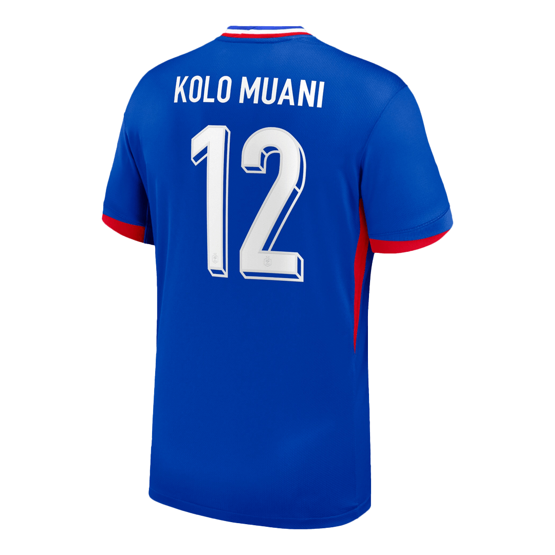 Frankrike Tröja KOLO MUANI #12 Euro 2024 Hemma Blå