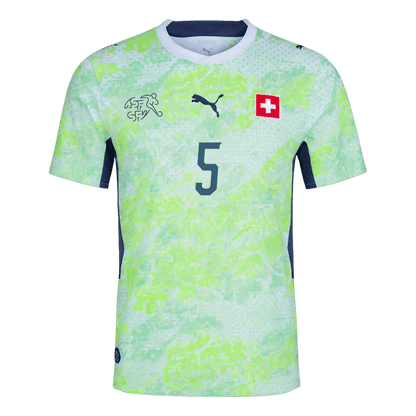Schweiz Tröja AKANJI #5 2026 Borta Autentisk Grön-10