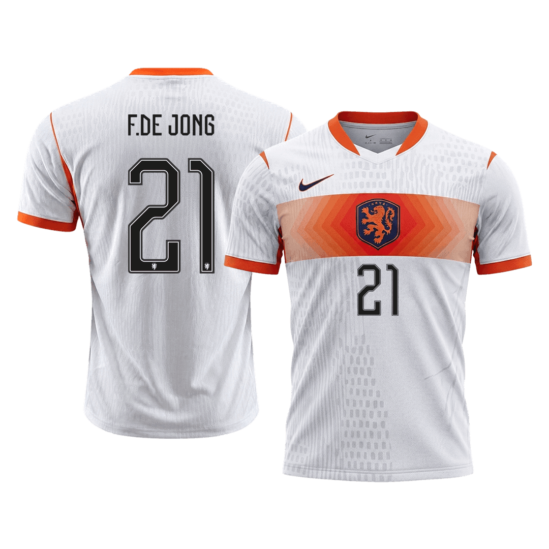 Nederländerna Tröja F.DE JONG #21 2026 Borta Autentisk Vit