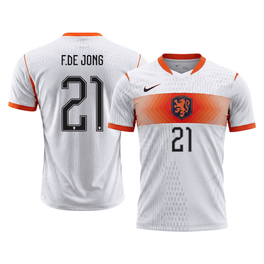 Nederländerna Tröja F.DE JONG #21 2026 Borta Autentisk Vit