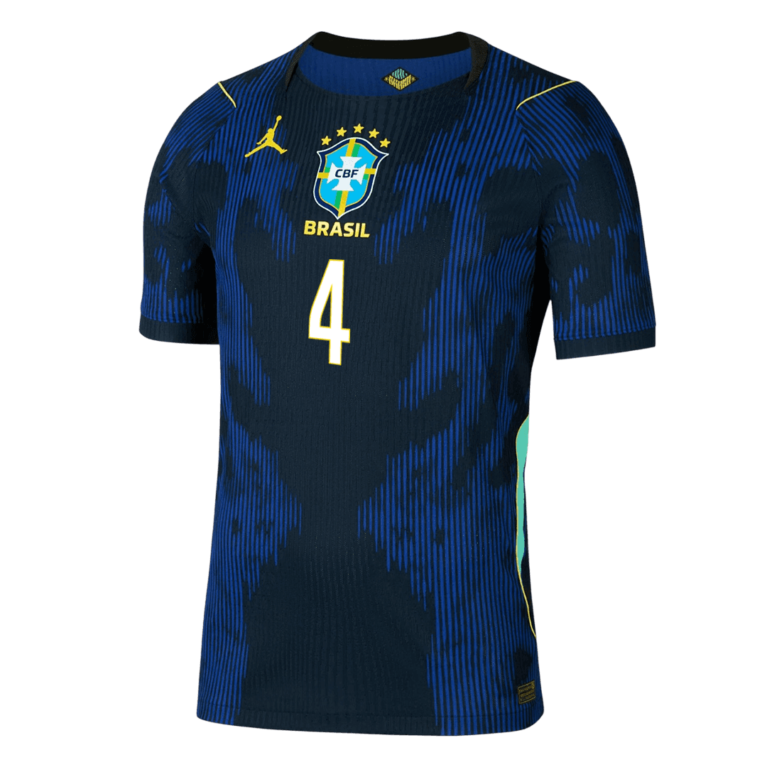 Brasilien Tröja MARQUINHOS #4 2026 Borta Autentisk Mörkblå