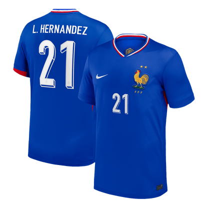 Frankrike Tröja L.Hernandez #21 Euro 2024 Hemma Blå