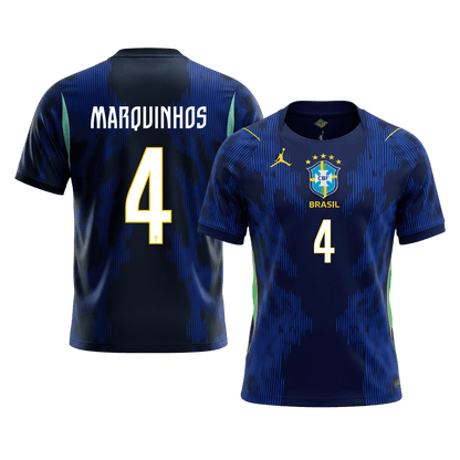 Brasilien Tröja MARQUINHOS #4 2026 Borta Mörkblå