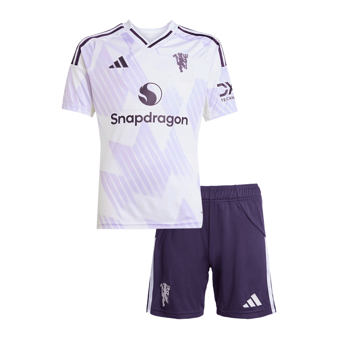 Manchester United Tröja 2025/26 Borta Vit Barn