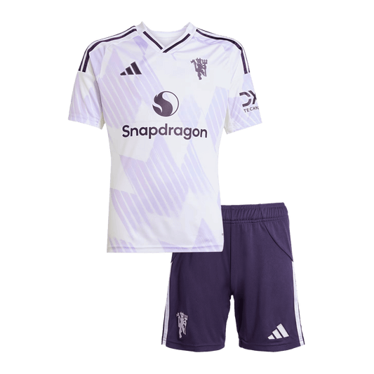 Manchester United Tröja 2025/26 Borta Vit Barn