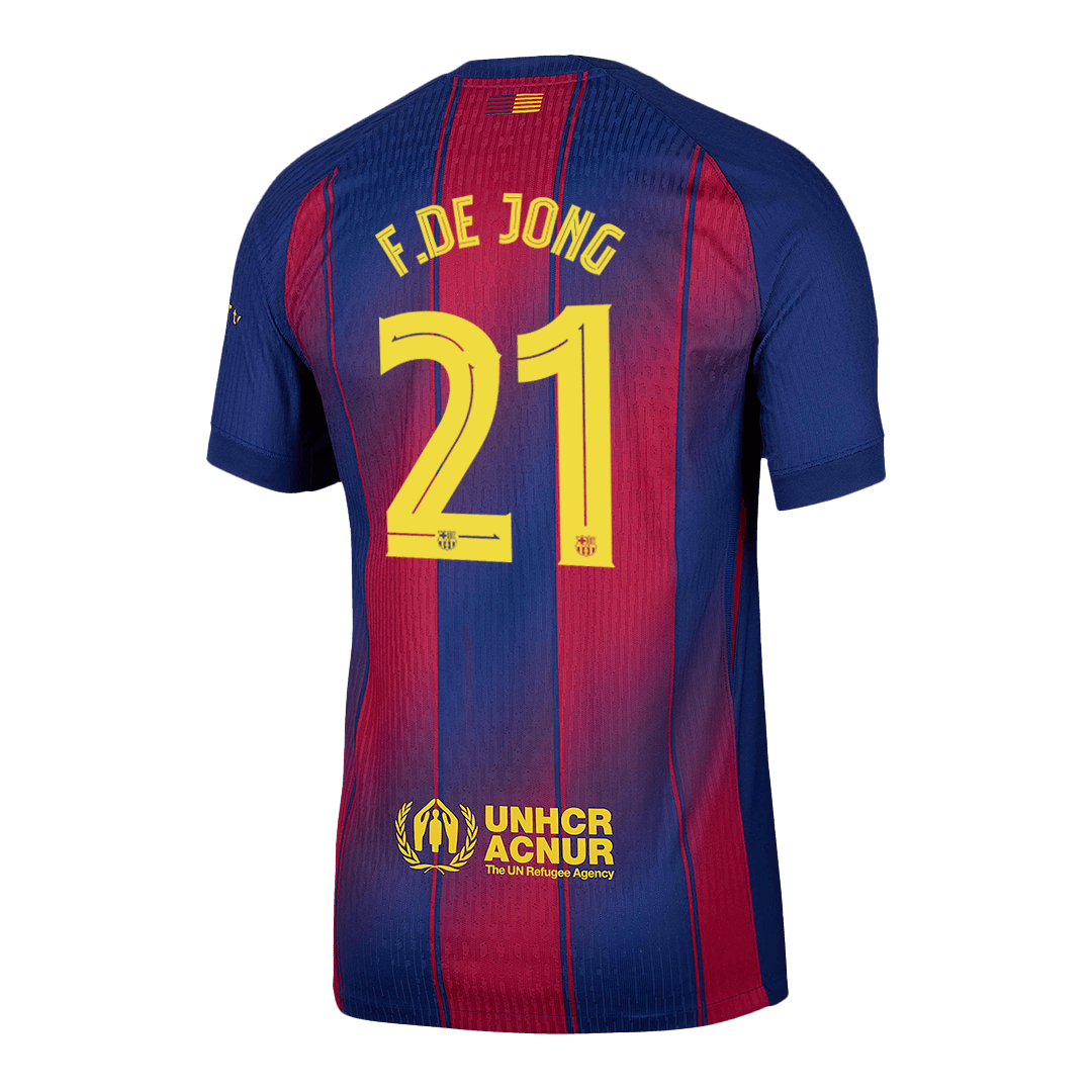 Barcelona Tröja F.DE JONG #21 2025/26 Hemma Röd & Blå - UCL