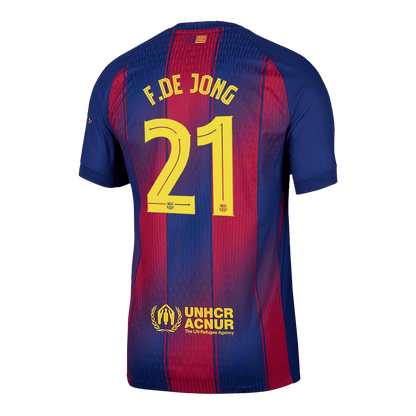 Barcelona Tröja F.DE JONG #21 2025/26 Hemma Röd & Blå - UCL-13