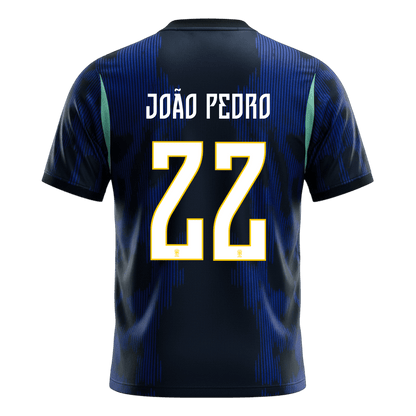 Brasilien Tröja JOÃO PEDRO #22 2026 Borta Mörkblå-9