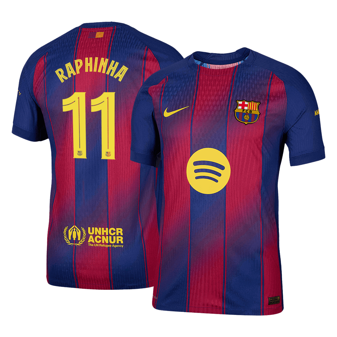 Barcelona Tröja RAPHINHA #11 2025/26 Hemma Röd & Blå - UCL