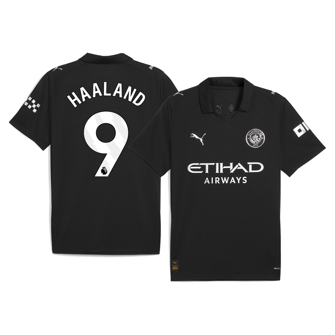 Manchester City Tröja HAALAND #9 2025/26 Borta Svart