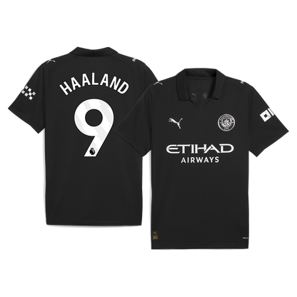 Manchester City Tröja HAALAND #9 2025/26 Borta Svart